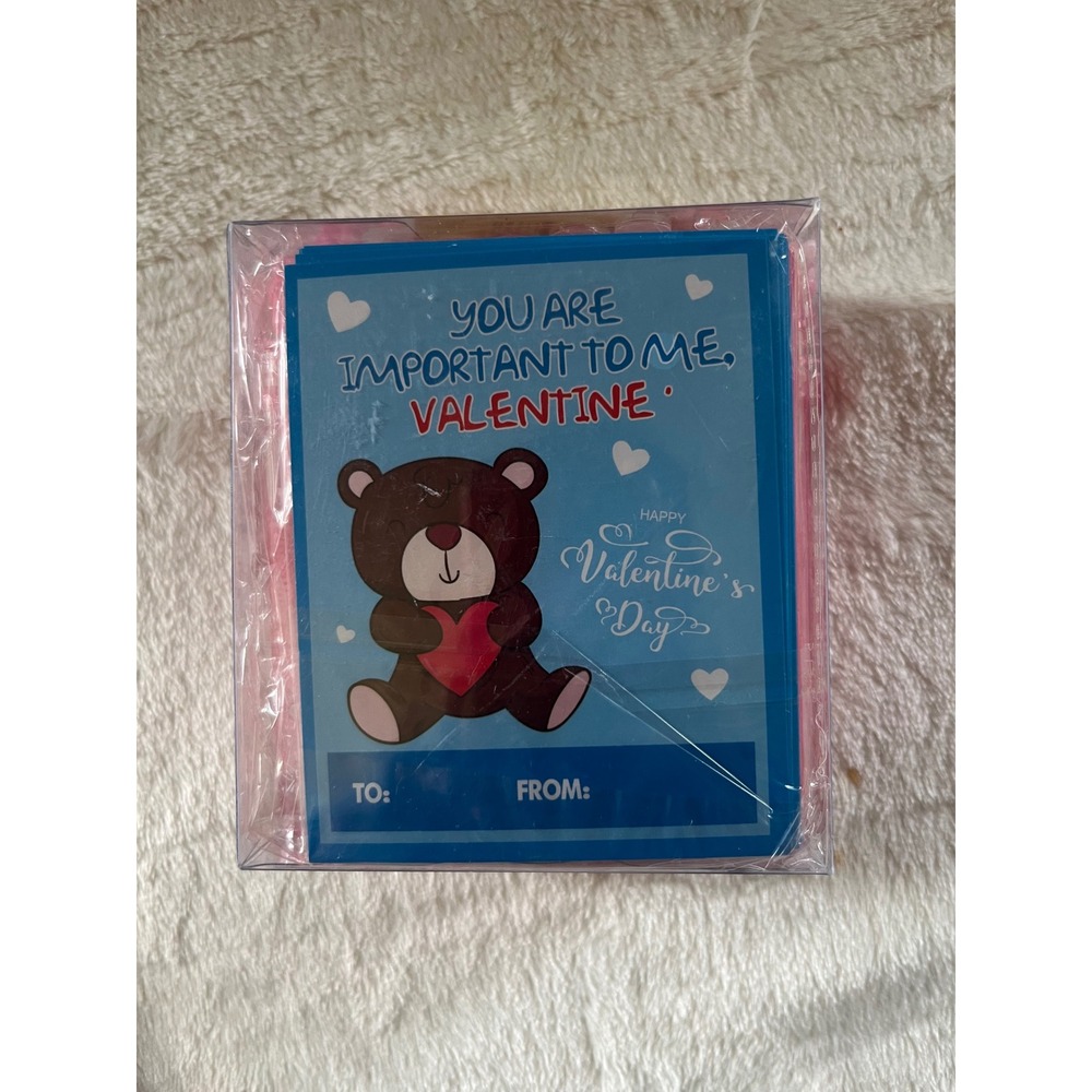 28 Pack Valentines Day Bubble Wands with Cards Bear Theme School Party Favors